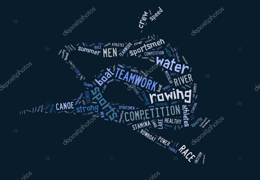 Rowing boat pictogram with blue wordings on blue background