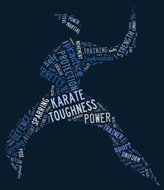 Karate piktogram mavi zemin üzerine