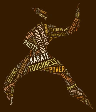 Karate piktogram kahverengi zemin üzerinde