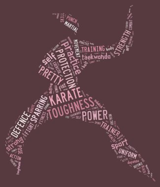 Karate piktogram pembe bir arka plan üzerinde