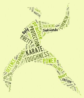 Karate piktogram yeşil zemin üzerine