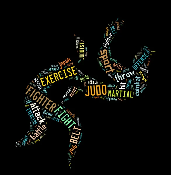 Judo pictogram on black color background — Stock Photo, Image