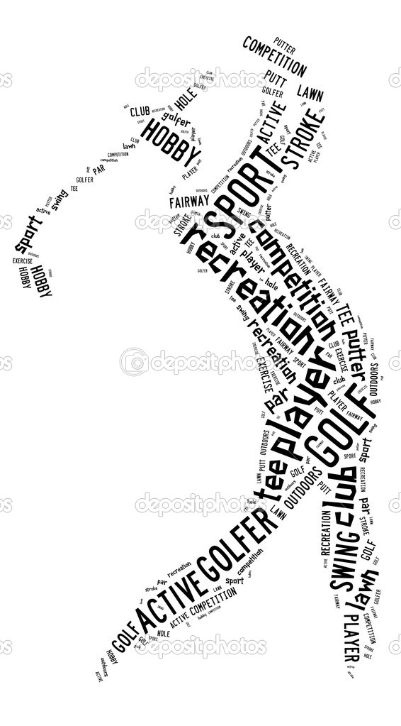 Golf pictogram with black wordings on white background