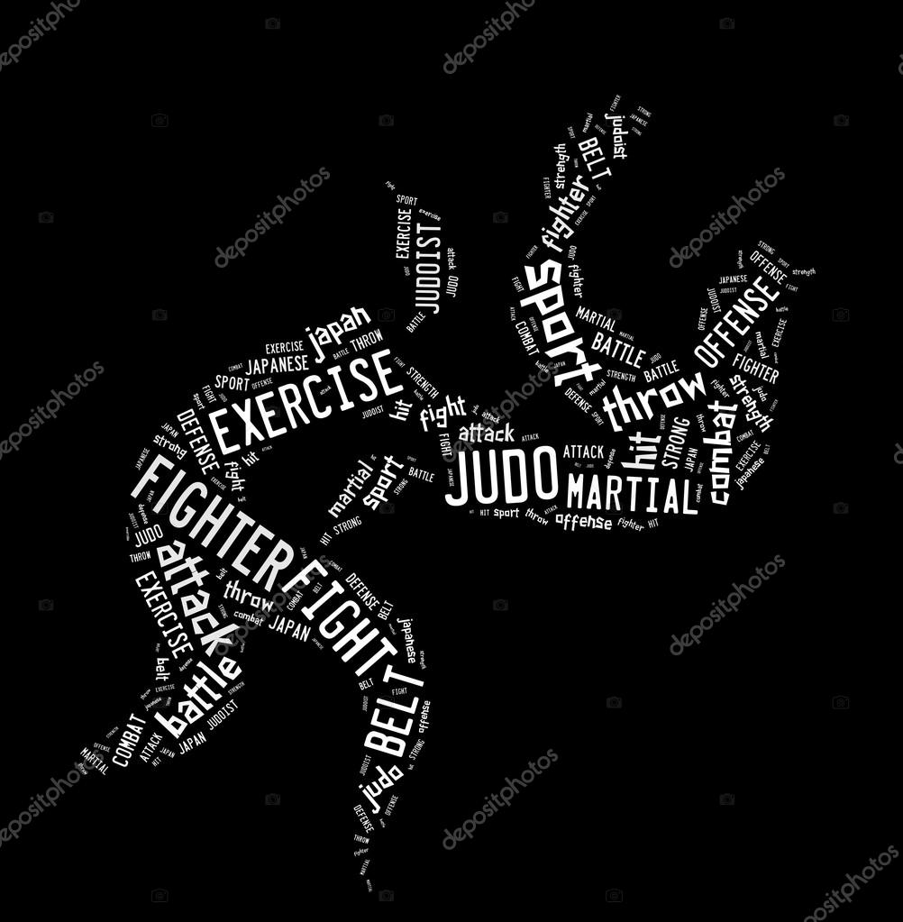 Judo pictogram with white wordings on black background