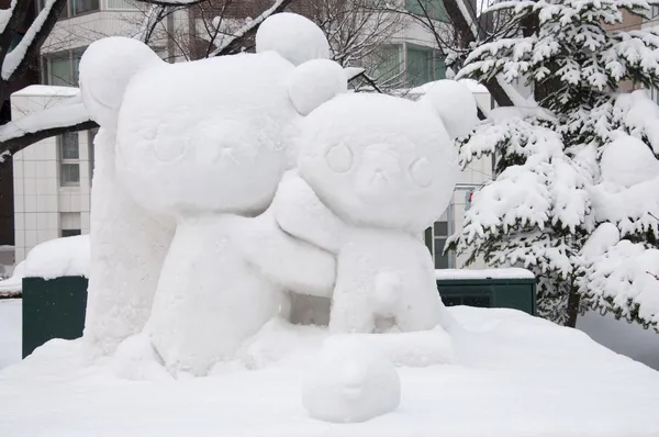 Relakkuma (personaggio giapponese) scultura, Sapporo Snow Festival 2013 Immagini Stock Royalty Free
