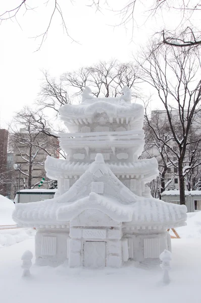 Γλυπτό από έναν ιαπωνικό ναό (Σίντο), sapporo χιόνι Φεστιβάλ 2013 Royalty Free Φωτογραφίες Αρχείου