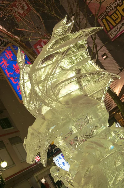 Escultura gárgola en el 33º Festival de Hielo de Susukino — Foto de Stock