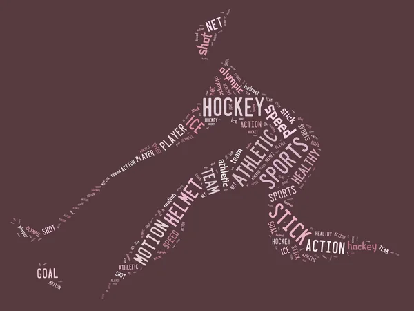 Hockey-Piktogramm mit rosa Worten — Stockfoto