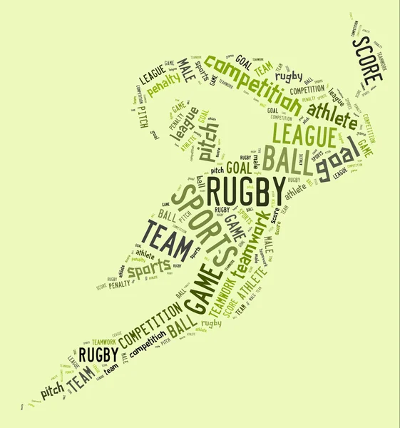 Pictograma de futebol rugby com palavras verdes — Fotografia de Stock