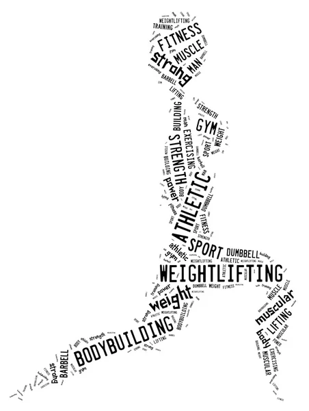 Weighlifting pictogram with black wordings — Stock Photo, Image