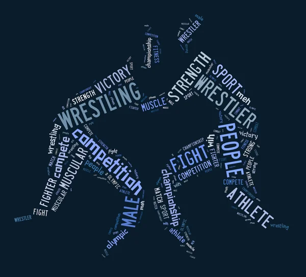 Wrestling nuvem de palavras com palavras azuis — Fotografia de Stock
