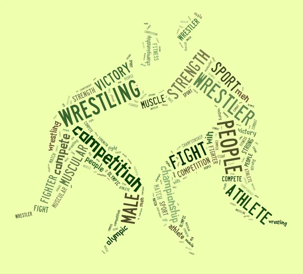 Wrestling word cloud with green wordings — Stock Photo, Image