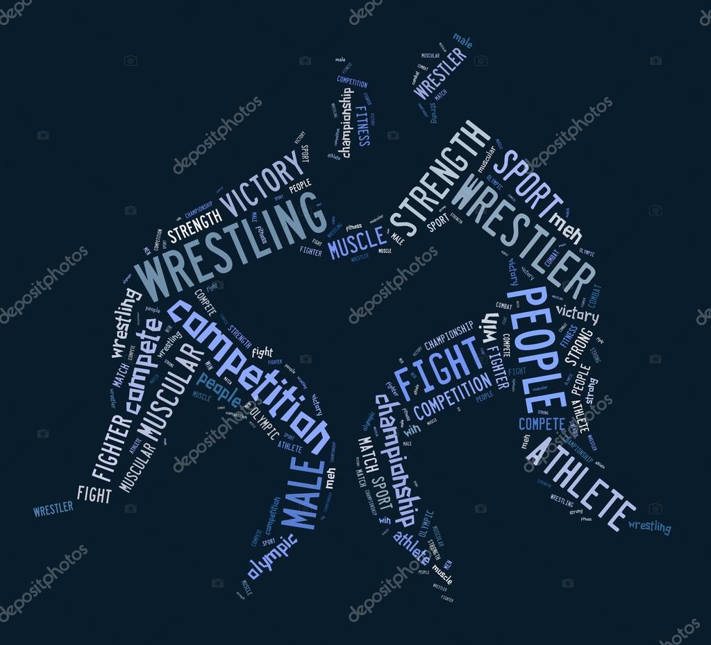 Lucha libre palabra nube con palabras azules — Fotos de Stock