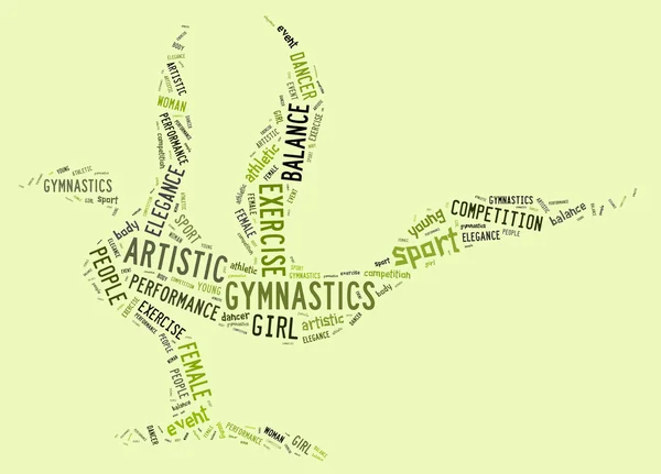 Pictograma de gimnasia artística con frases verdes — Foto de Stock