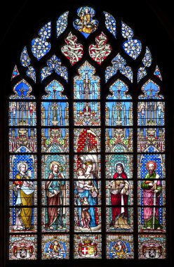 Brüksel - 22 Haziran: pencere camı Gotik Katedrali notre dame du sablon dan 22 Haziran 2012 tarihinde Brüksel'yeniden..