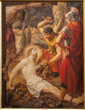 Gent - 23 Haziran: İsa'nın çarmıha gerilmiş. Paint'te st. 23 Haziran 2012 josef piens cooreman tarafından s kilise gent, Belçika peter.