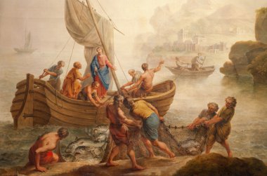 Gent - 23 Haziran: mucize balıkçılık st. peter s Church pieter tarafından boya norbert van reysschoot üzerinde 23 Haziran 2012 yılında gent, Belçika.