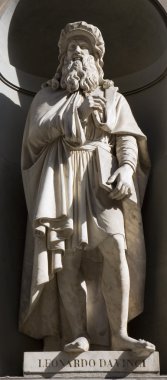 Florence - Leonardo da Vinci statue on the facade of Uffizi gallery clipart