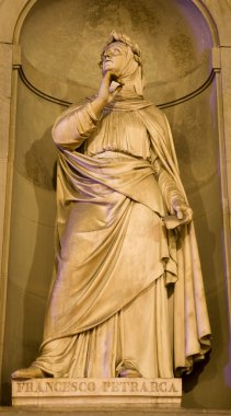 Florence - Francesco Petrarca statue on the facade of Uffizi gallery clipart