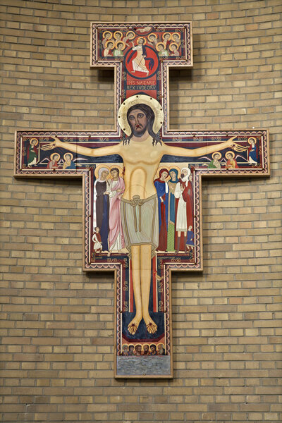 BRUSSELS - JUNE 22: Franciscan cross from National Basilica of the Sacred Heart on June 22, 2012 in Brussels.