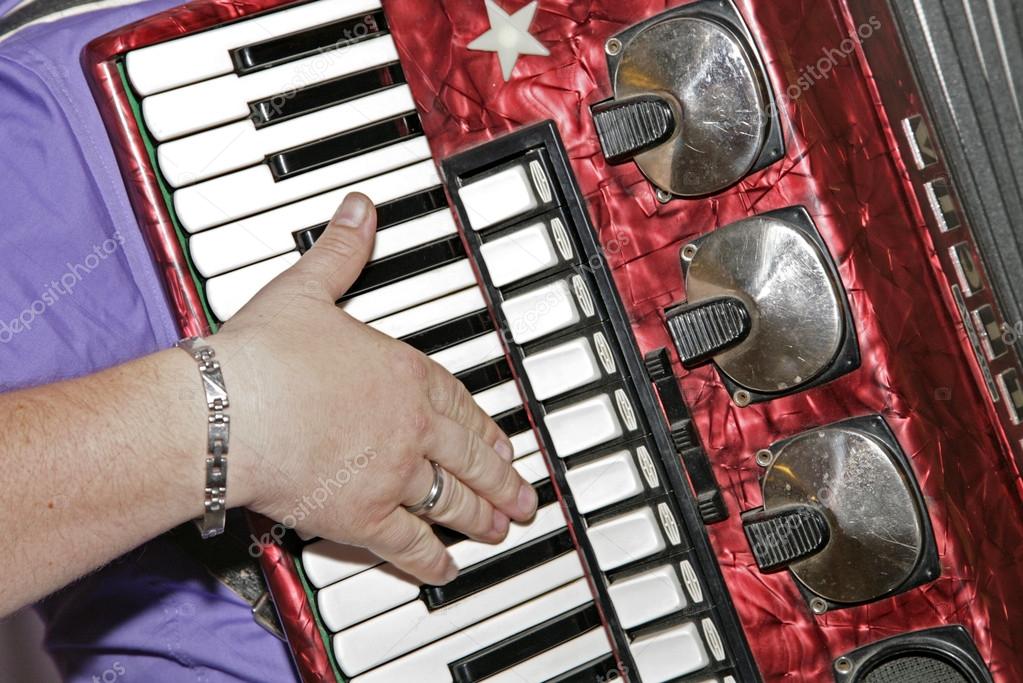 Hand of accordion player