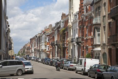 Brüksel - tipik evleri ve Belçika sokak