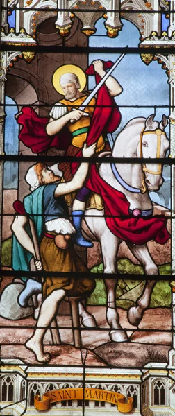 París - ventana de la iglesia gótica de Saint Severin - St. Martin — Foto de Stock