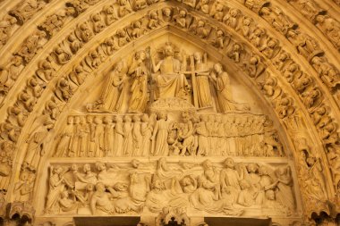 Paris - notre-dame Katedrali, gece ana portal detay