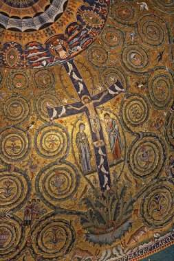 Roma - san clemente Church çarmıha gerilmiş İsa'nın Mozaik