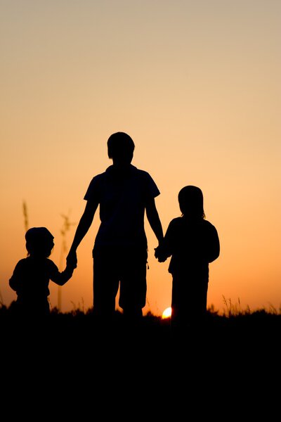 Mother and daughters - silhouette