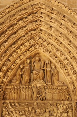 Paris - notre-dame Katedrali, gece ana portal detay