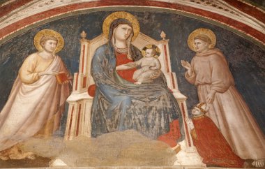 Roma - Kutsal Meryem ve rahipler fresk kilise santa maria aracoeli dan