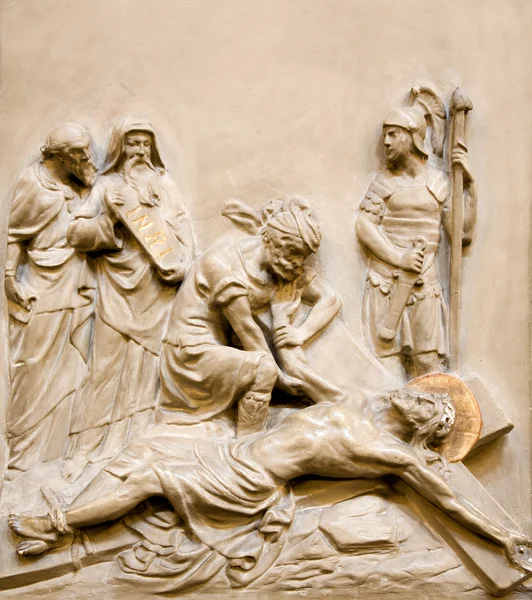 Vienna - relief Christ on the cross a from the Dominicans church — Stock Photo, Image