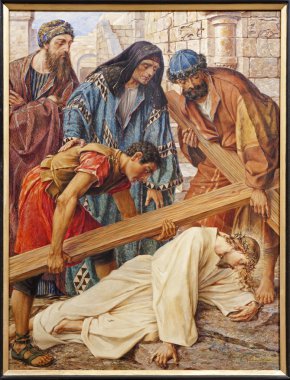 gent - 23 Haziran: st haç altında İsa düşmek. Gent 23 Haziran 2012 tarihinde 1917 yılında itibaren rene de Cramer tarafından peter s kilise, belçika.