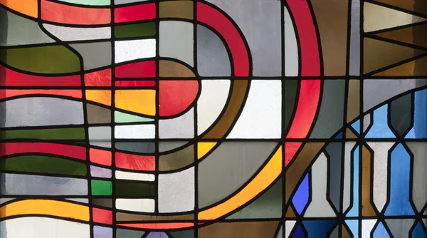 BRUSSELS - JUNE 22: Detail of modern windowpane from National Basilica of the Sacred Heart built between years 1919 - 1969 on June 22, 2012 in Brussels. — Stock Photo, Image