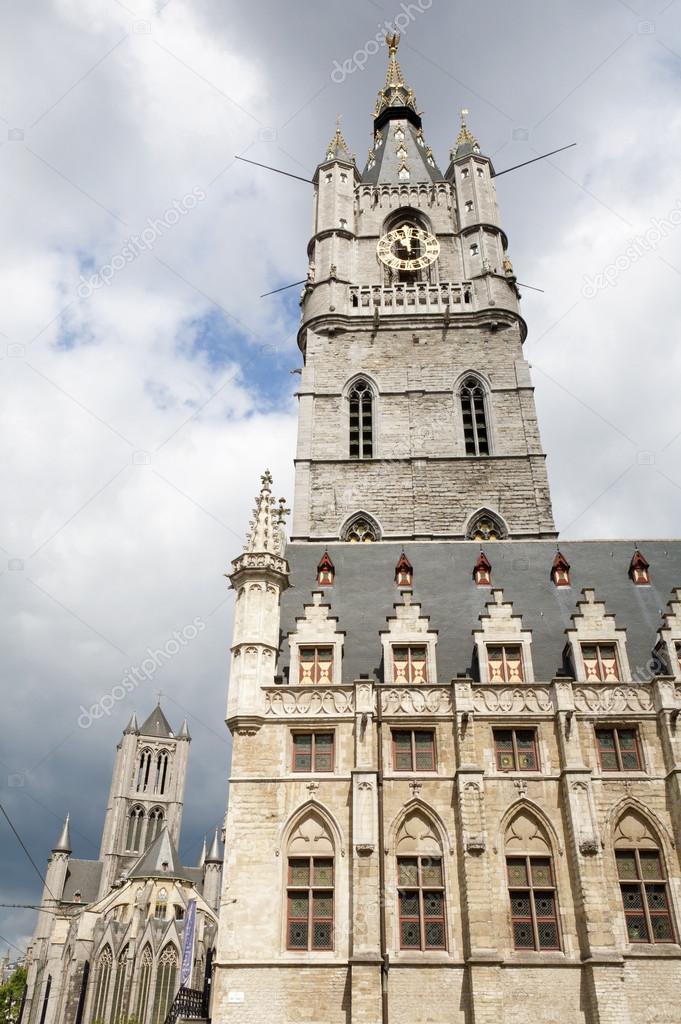 Brussels - Gothic Town hall or Belfort van Gent from east