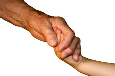 yaşlı kadın ve çocuk el