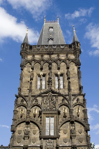 Gothic port in prague - prašná brána - powder tower — Zdjęcie stockowe