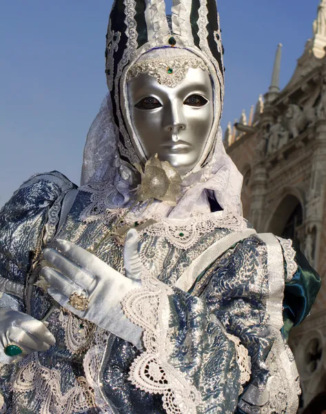 Venedig - mask i silver — Stockfoto