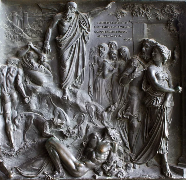 Paris - Bronzerelief aus dem Tor der Madeleine-Kirche - alttestamentliche Szene der Sünde Davids — Stockfoto