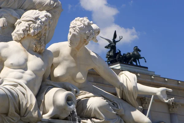 Vienna - detail from Pallas Athena fountain in morning light — Stock Photo, Image