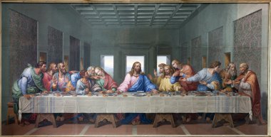 VIENNA - JANUARY 15: Mosaic of Last supper of Jesus by Giacomo Raffaelli from year 1816 as copy of Leonardo da Vinci work on January 15. 2013 in VIenna. clipart