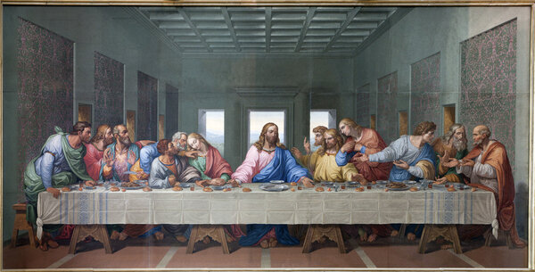 VIENNA - JANUARY 15: Mosaic of Last supper of Jesus by Giacomo Raffaelli from year 1816 as copy of Leonardo da Vinci work on January 15. 2013 in VIenna.