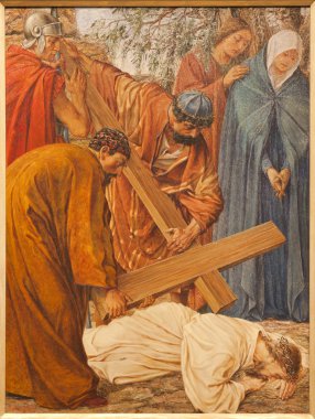 gent - 23 Haziran: st haç altında İsa düşmek. Gent 23 Haziran 2012 tarihinde 1917 yılında itibaren rene de Cramer tarafından peter s kilise, belçika.