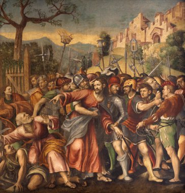 Verona - 27 Ocak: i. giolfino (1476-1555) avanzi Şapeli 27 Ocak 2013 tarihinde san bernardino kilisede verona, İtalya'dan tarafından Mesih veya arresto di gesu esaret.