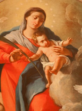 Verona - 28 Ocak: madonna'nın detay üzerinde 18 a. elenetti tarafından boya. cent. Kilise san fermo maggiore içinde 28 Ocak 2013 tarihinde, verona, İtalya