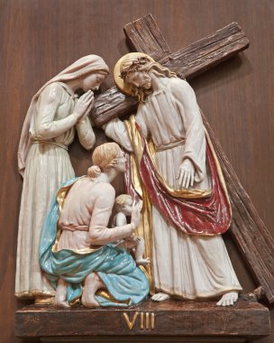 Verona - 28 Ocak: çarmıha germe. Aziz Nikolaos Kilisesi (chiesa di san nicolo) 27 Ocak 2013 tarihinde, verona, İtalya seramik coss yolu bir parçası.