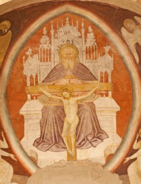Verona - 28 Ocak: 1117 verona, İtalya 28 Ocak 2013 kutsanan chiesa di santissima trinita ana apsis gelen kutsal üçlü fresk.