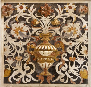 Palermo - 8 Nisan: kilise la chiesa del gesu veya casa professa mozaik dekorasyon detay. Barok kilise 1636 yılında palermo, İtalya 8 Nisan 2013 tamamlandı.