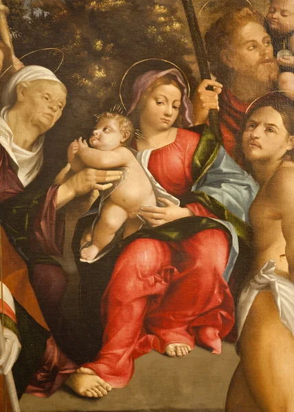 VERONA - 27 GENNAIO: Particolare di Santa Maria con bambino dipinto da F. Torbido dell'anno 1520 nella Basilica di San Zeno il 27 gennaio 2013 a Verona . — Foto Stock